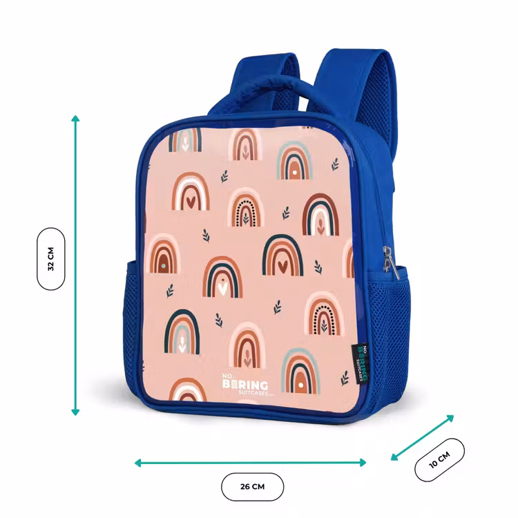 Roze regenbogen patroon Kinderrugzak - Blauw middel -productfoto_formaten