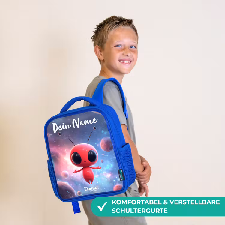 Rood Ruimtewezen in Kosmische Dans Kinderrugzak - Blauw middel -sfeer3_DE