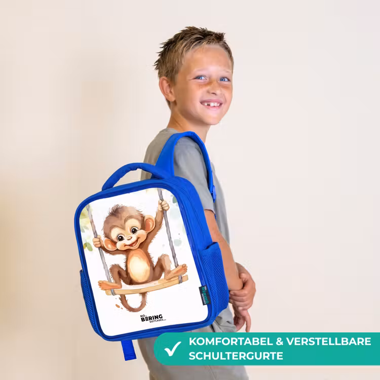 Schommelende grote aap Kinderrugzak - Blauw middel -sfeer3_DE