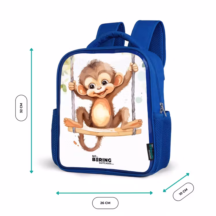 Schommelende grote aap Kinderrugzak - Blauw middel -productfoto_formaten