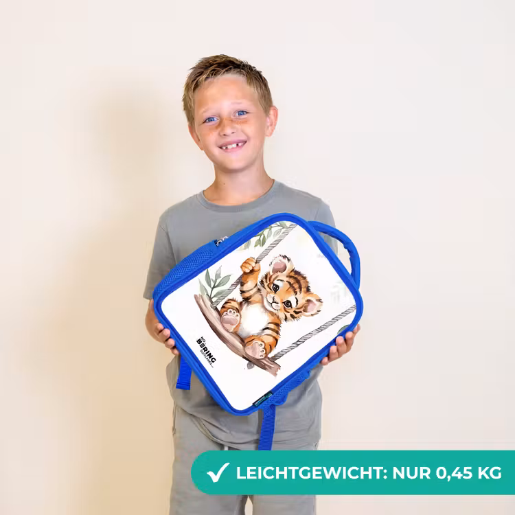 Schommelend tijgerwelpje waterverf tekening Kinderrugzak - Blauw middel -sfeer1_DE