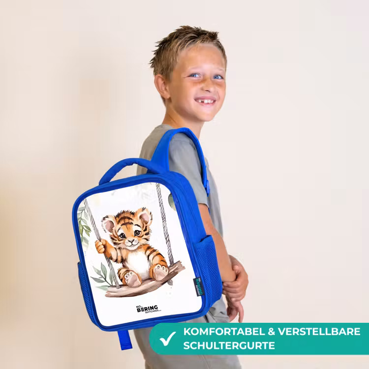 Schommelend tijgerwelpje waterverf tekening Kinderrugzak - Blauw middel -sfeer3_DE