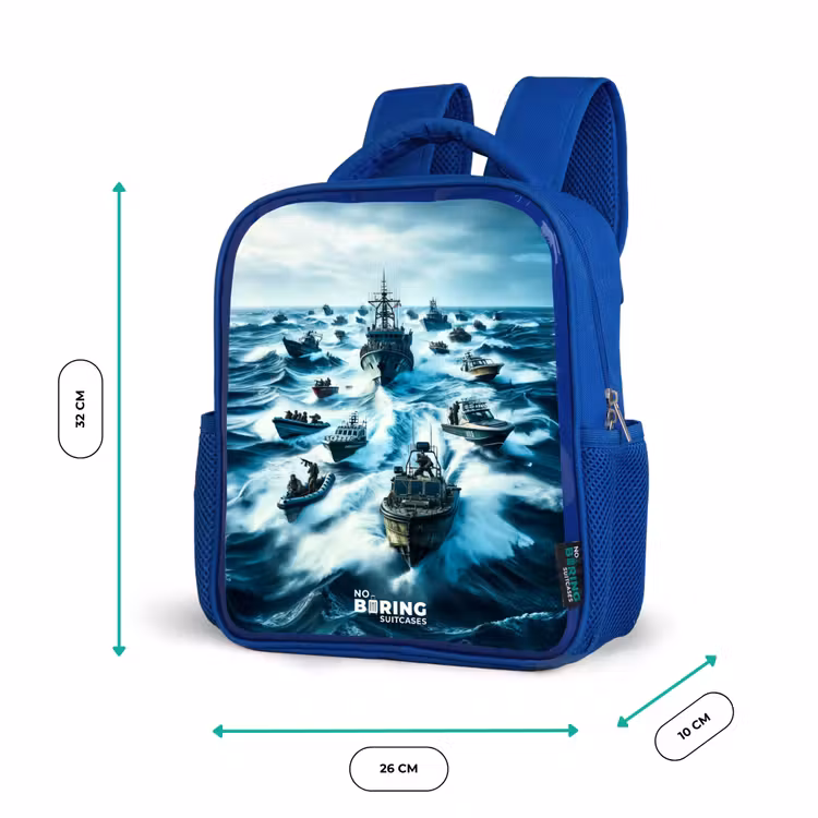 Schepen in de zee Kinderrugzak - Blauw middel -productfoto_formaten