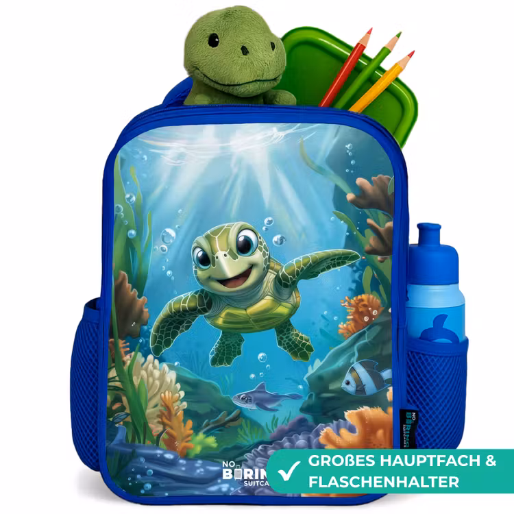 Groene schildpad aan het zwemmen Kinderrugzak - Blauw middel -inhoud_DE