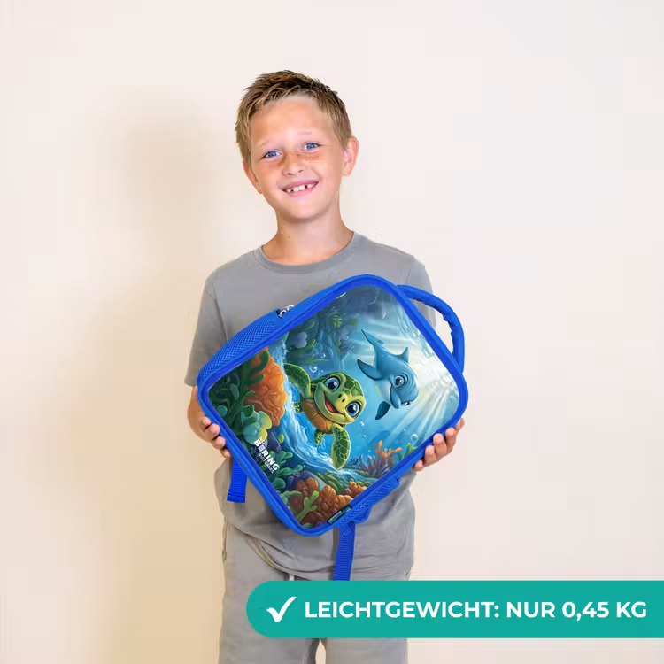 Schildpad en dolfijn in blauwe oceaan Kinderrugzak - Blauw middel -sfeer1_DE