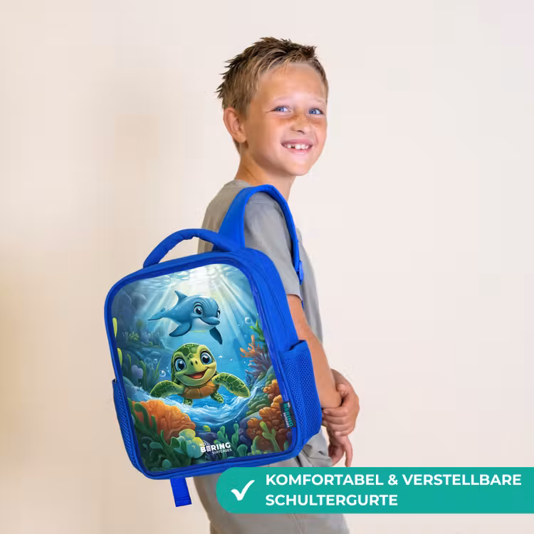 Schildpad en dolfijn in blauwe oceaan Kinderrugzak - Blauw middel -sfeer3_DE