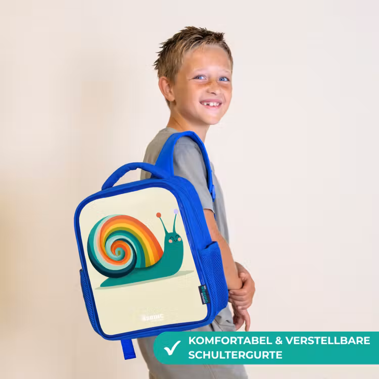 Slak - Regenboog - Kleurrijk Kinderrugzak - Blauw middel -sfeer3_DE