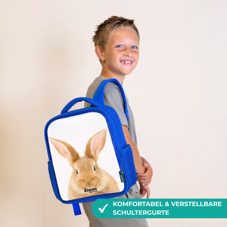 Snuffels met Tevreden Hoofd Kinderrugzak - Blauw middel -sfeer3_DE