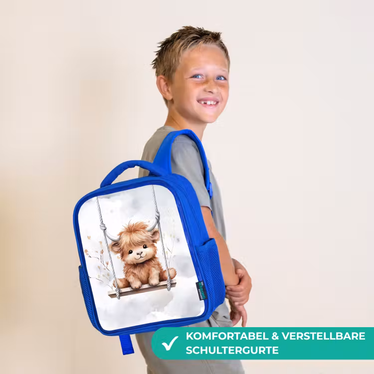 Schotse hooglander - Dier - Kinderen Kinderrugzak - Blauw middel -sfeer3_DE
