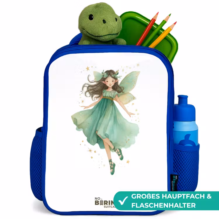 Zwevende groene elf Kinderrugzak - Blauw middel -inhoud_DE