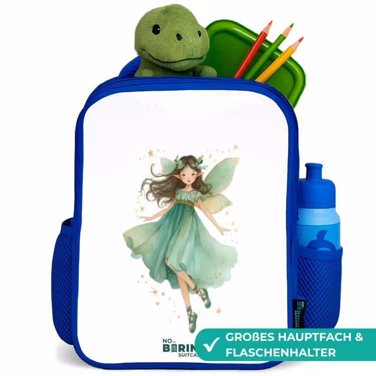 Zwevende groene elf Kinderrugzak - Blauw middel -inhoud_DE