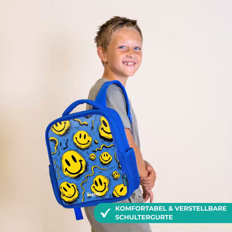 Smiley - Blauw - Geel Kinderrugzak - Blauw middel -sfeer3_DE