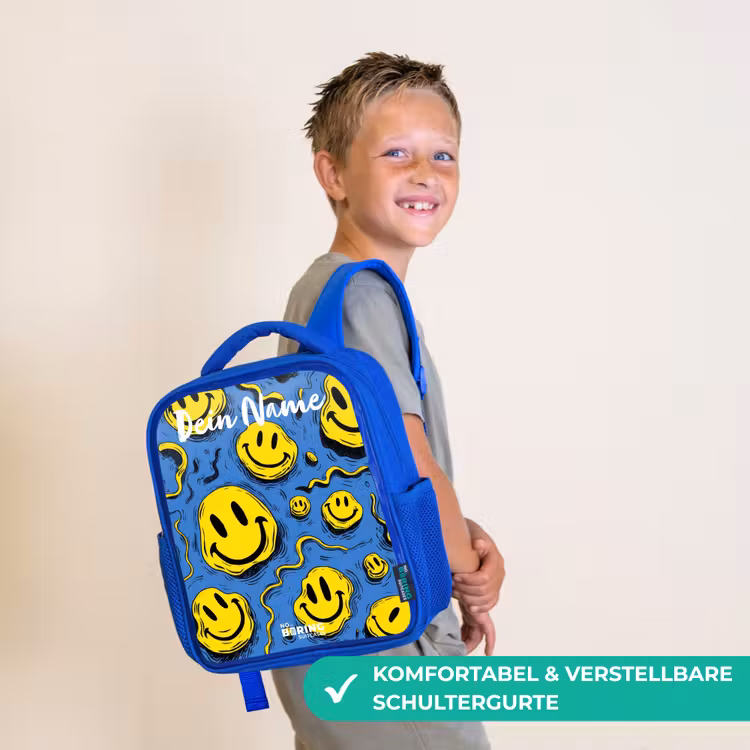Smiley - Blauw - Geel Kinderrugzak - Blauw middel -sfeer3_DE