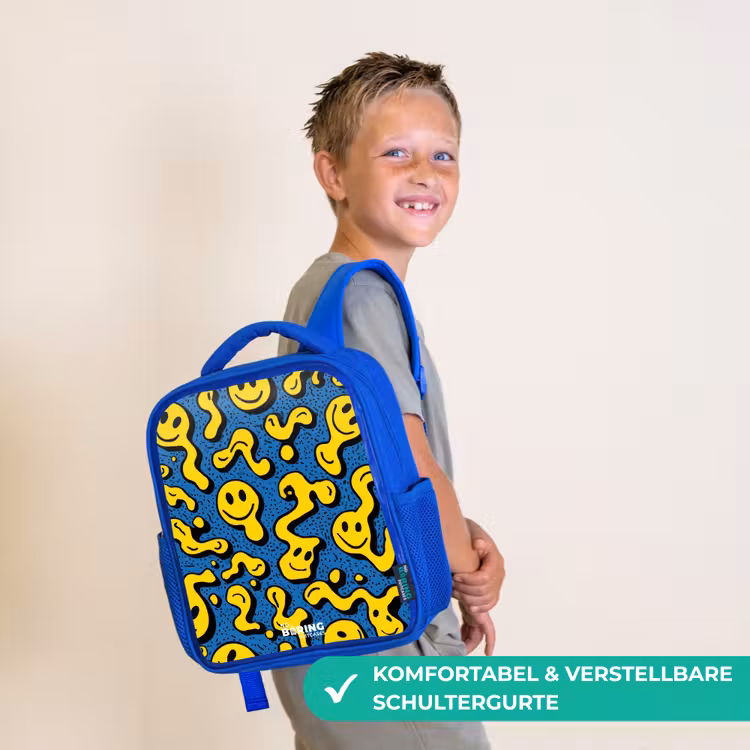 Smiley - Geel - Blauw Kinderrugzak - Blauw middel -sfeer3_DE