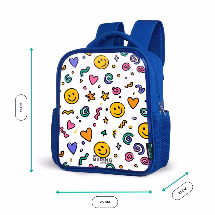 Smiley - Hartje - Ster Kinderrugzak - Blauw middel -productfoto_formaten