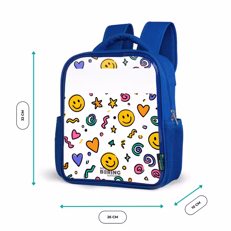 Smiley - Hartje - Ster Kinderrugzak - Blauw middel -productfoto_formaten