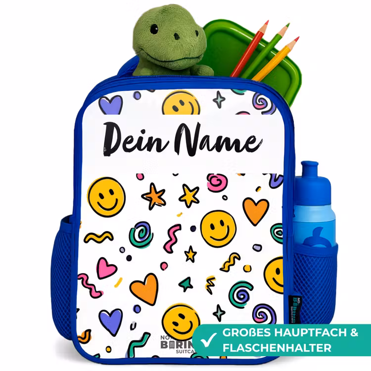Smiley - Hartje - Ster Kinderrugzak - Blauw middel -inhoud_DE