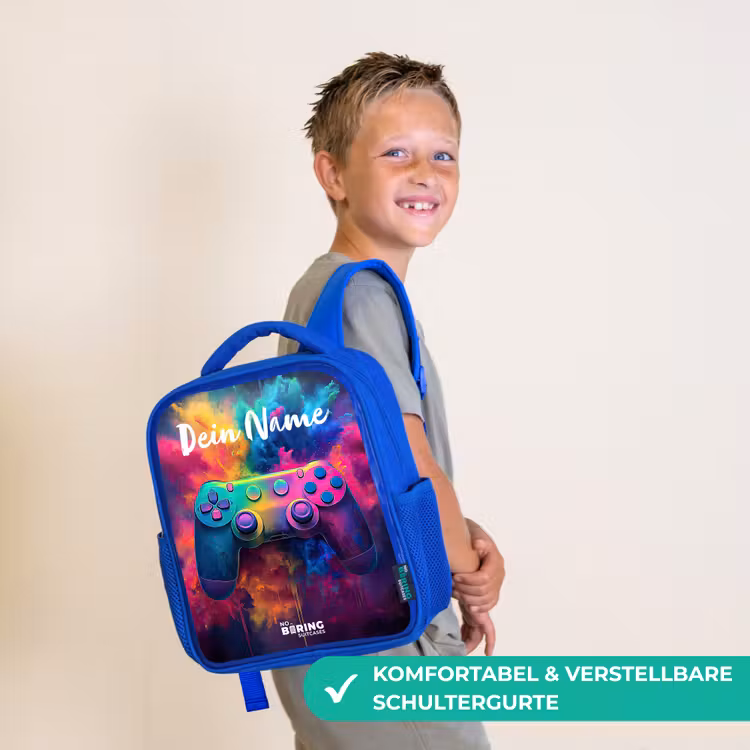 Game - Controller - Kleurrijk - Explosie Kinderrugzak - Blauw middel -sfeer3_DE