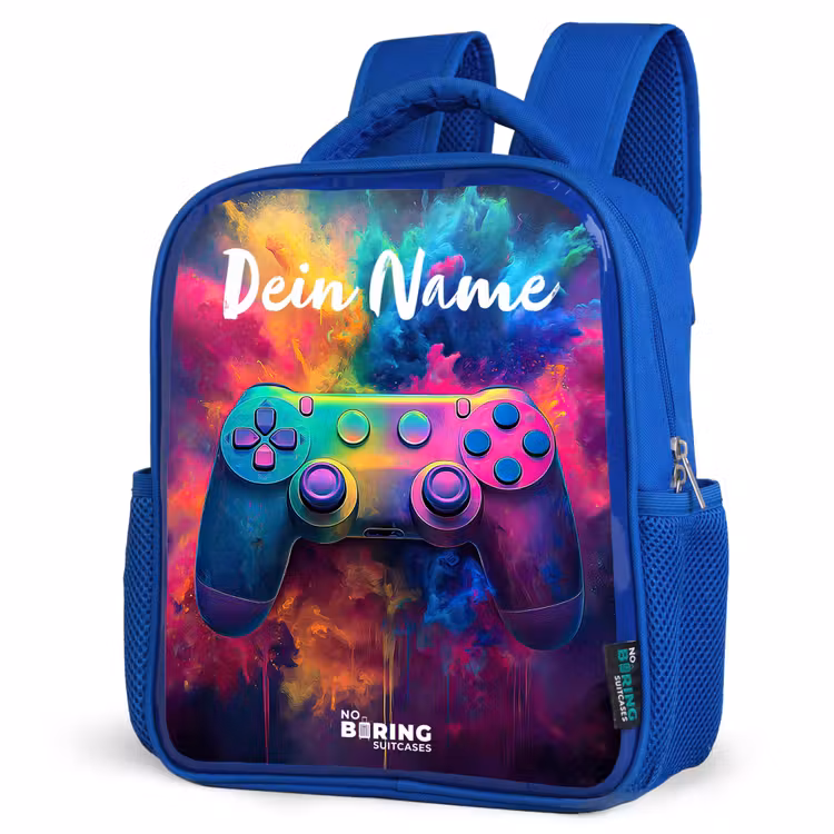 Game - Controller - Kleurrijk - Explosie Kinderrugzak - Blauw middel -schuin