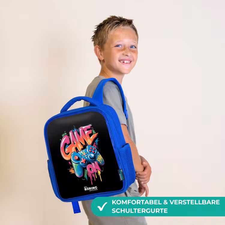 Game - Controller - Graffiti - Neon Kinderrugzak - Blauw middel -sfeer3_DE