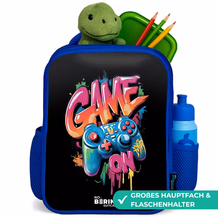 Game - Controller - Graffiti - Neon Kinderrugzak - Blauw middel -inhoud_DE