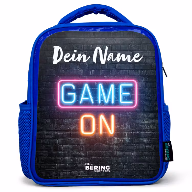 Game - Neon - Muur Kinderrugzak - Blauw middel -3d