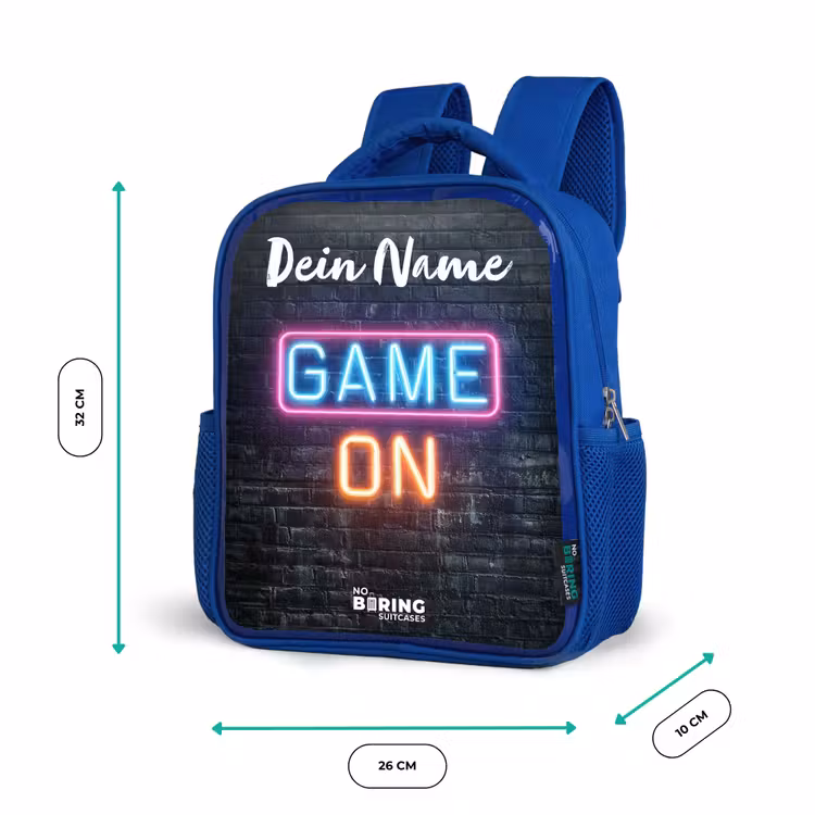 Game - Neon - Muur Kinderrugzak - Blauw middel -productfoto_formaten