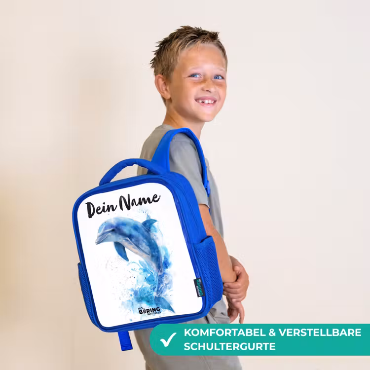 Springende blauwe dolfijn Kinderrugzak - Blauw middel -sfeer3_DE