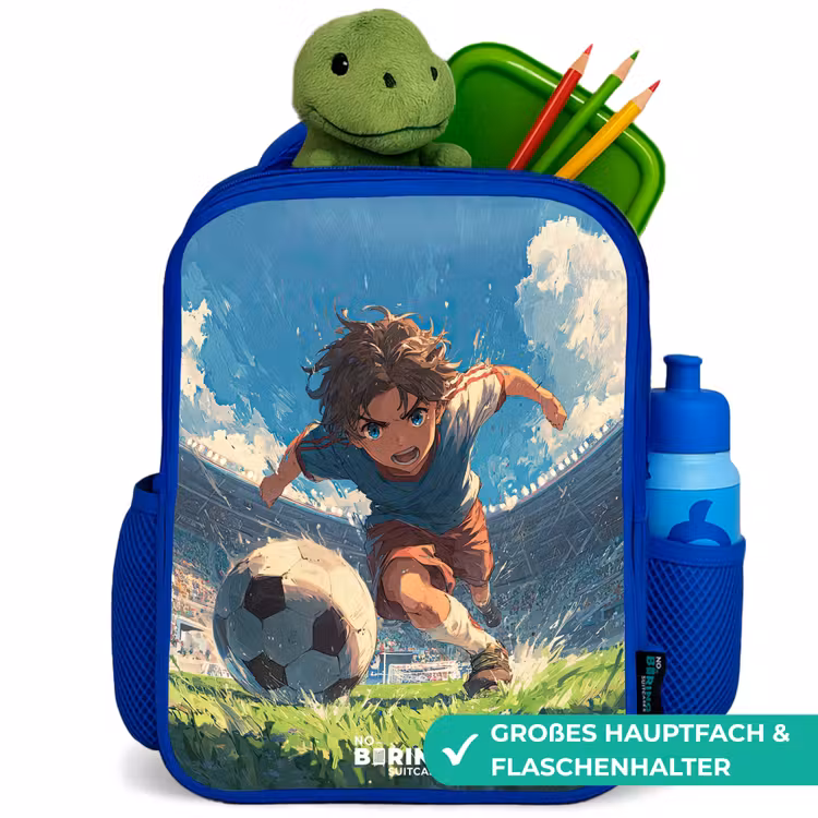 Stadion - Voetbal - Jongen Kinderrugzak - Blauw middel -inhoud_DE