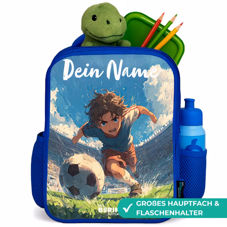 Stadion - Voetbal - Jongen Kinderrugzak - Blauw middel -inhoud_DE