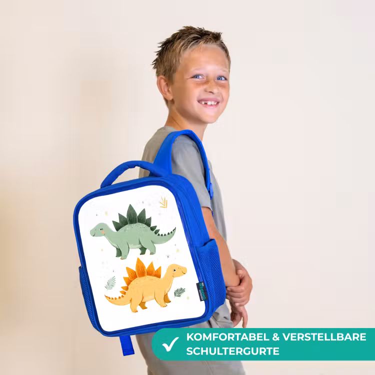 Sterren - Stegosaurussen - Blaadjes - Groen Kinderrugzak - Blauw middel -sfeer3_DE