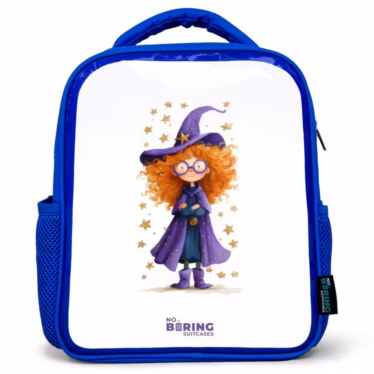 Sterrenmagie met krullen Kinderrugzak - Blauw middel -3d