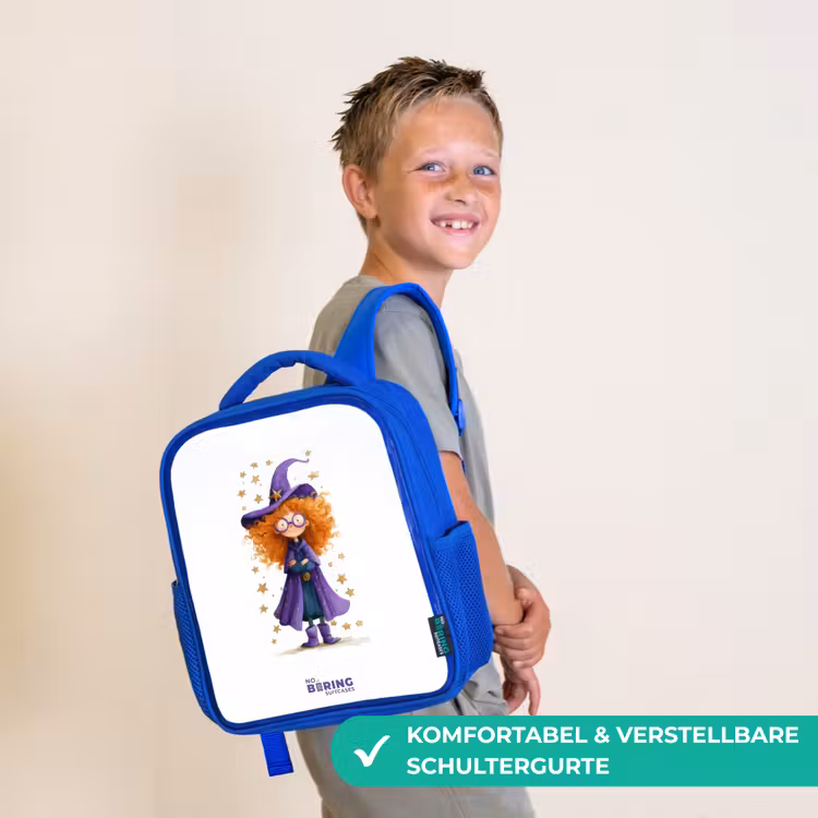 Sterrenmagie met krullen Kinderrugzak - Blauw middel -sfeer3_DE