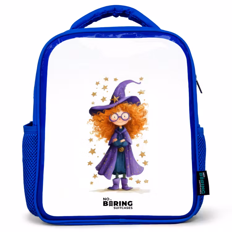 Sterrenmagie met krullen Kinderrugzak - Blauw middel -3d