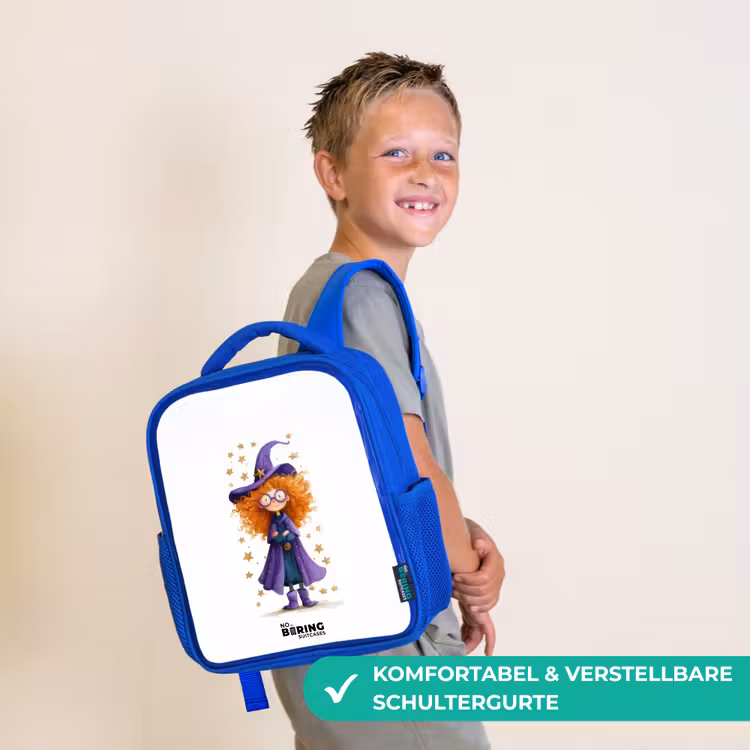 Sterrenmagie met krullen Kinderrugzak - Blauw middel -sfeer3_DE