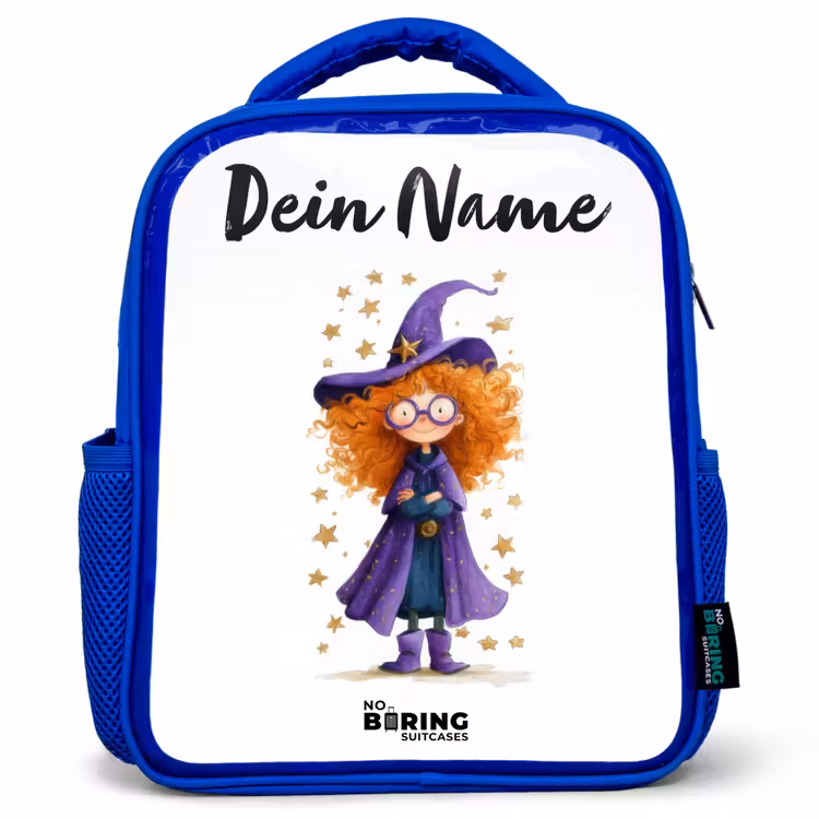 Sterrenmagie met krullen Kinderrugzak - Blauw middel -3d