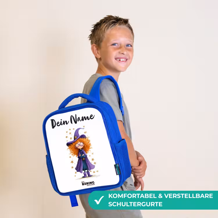 Sterrenmagie met krullen Kinderrugzak - Blauw middel -sfeer3_DE