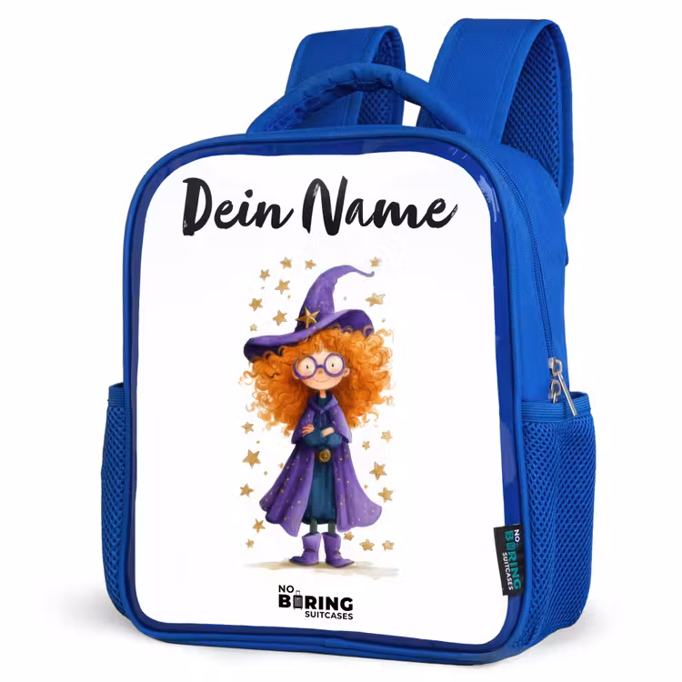 Sterrenmagie met krullen Kinderrugzak - Blauw middel -schuin