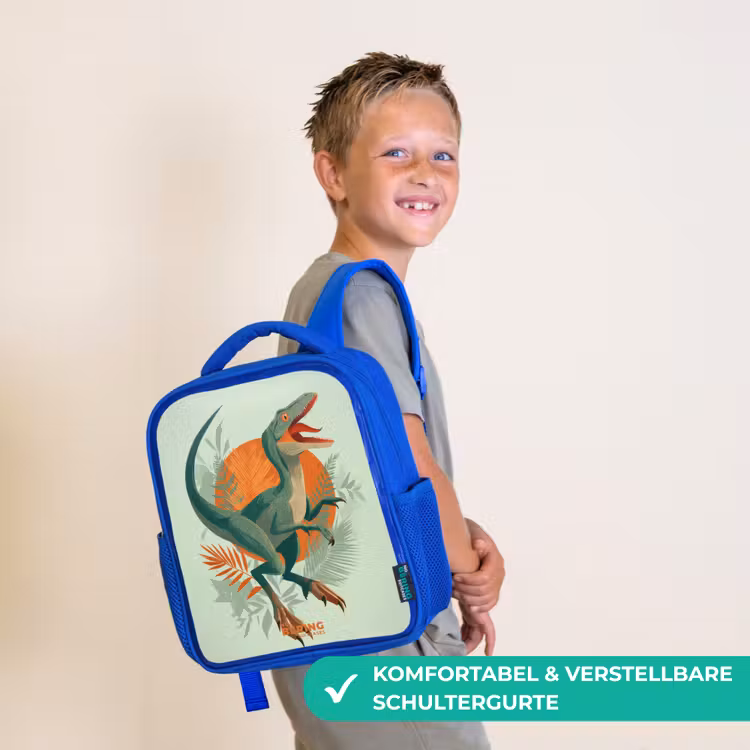 Sluipende jager met bladeren Kinderrugzak - Blauw middel -sfeer3_DE