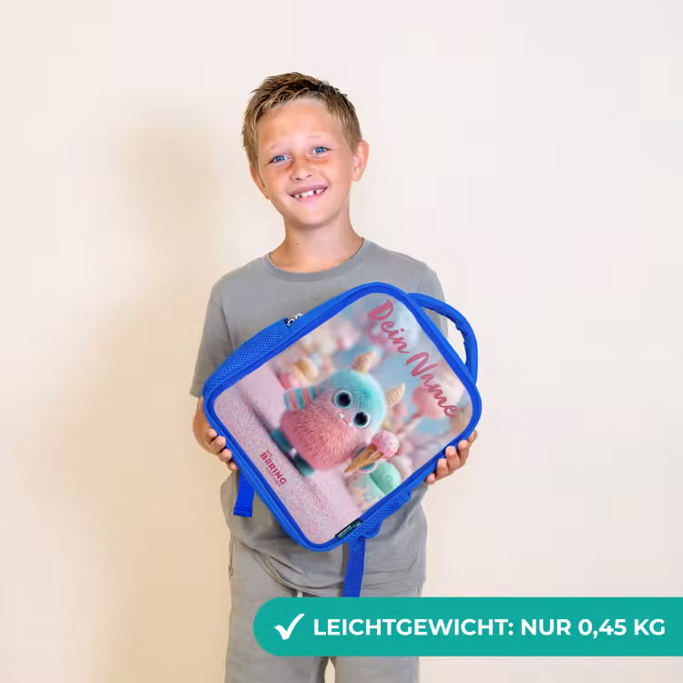Zoet Monstersnoep Avontuur Kinderrugzak - Blauw middel -sfeer1_DE