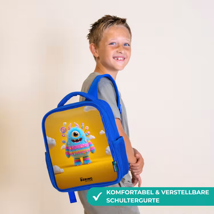 Snoep - Monster - Regenboog Kinderrugzak - Blauw middel -sfeer3_DE