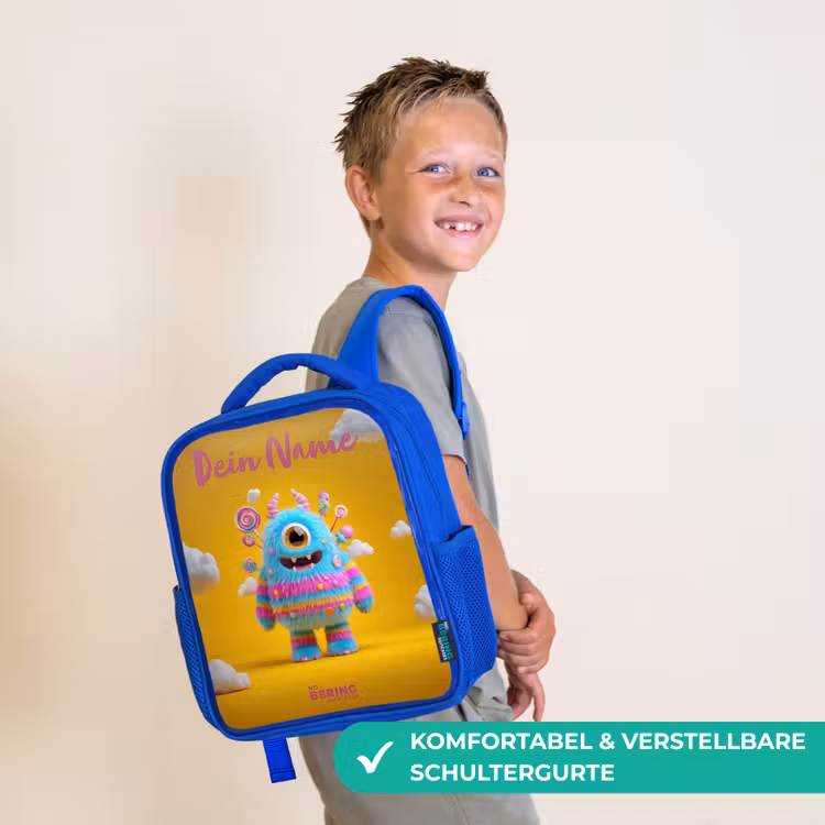 Snoep - Monster - Regenboog Kinderrugzak - Blauw middel -sfeer3_DE