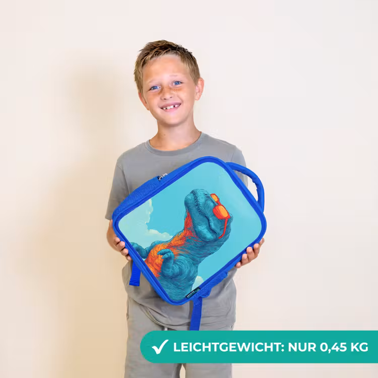T-Rex - Blauw - Wolken - Zonnebril Kinderrugzak - Blauw middel -sfeer1_DE