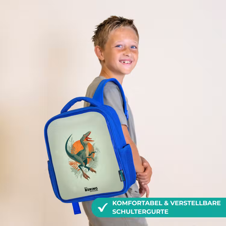 Dier - Dino - Natuur Kinderrugzak - Blauw middel -sfeer3_DE