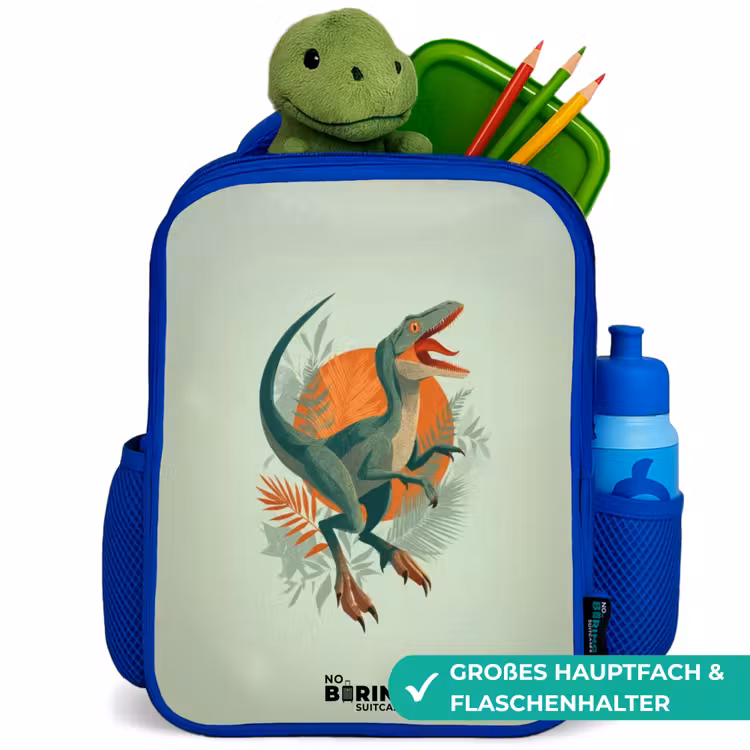 Dier - Dino - Natuur Kinderrugzak - Blauw middel -inhoud_DE