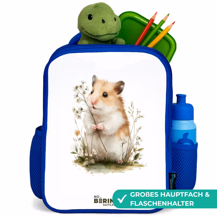 Dier - Natuur - Hamster Kinderrugzak - Blauw middel -inhoud_DE