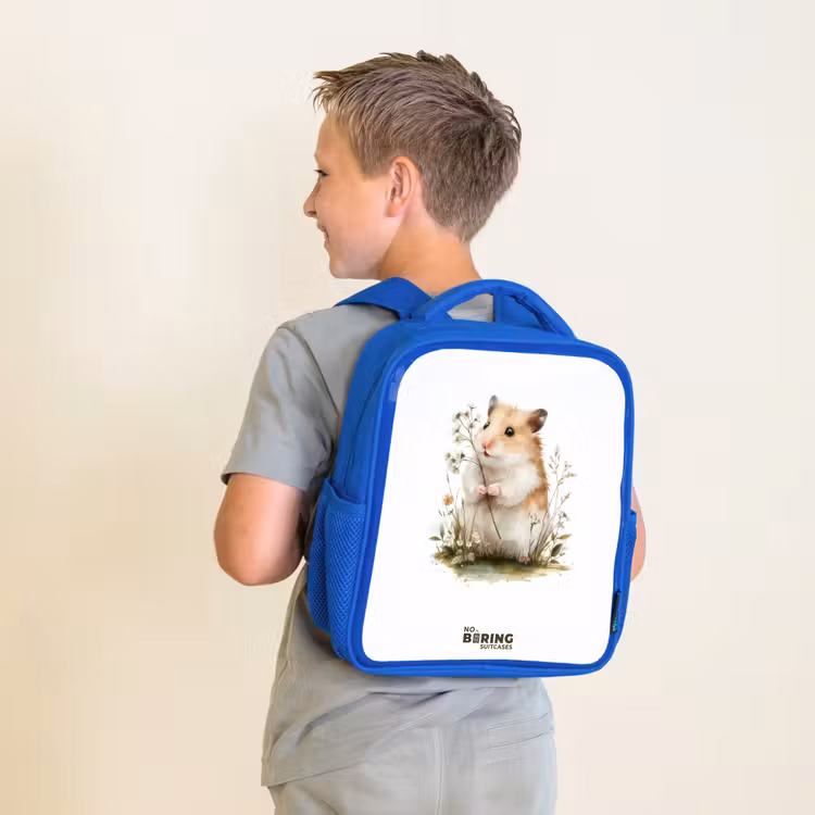 Dier - Natuur - Hamster Kinderrugzak - Blauw middel -sfeer2