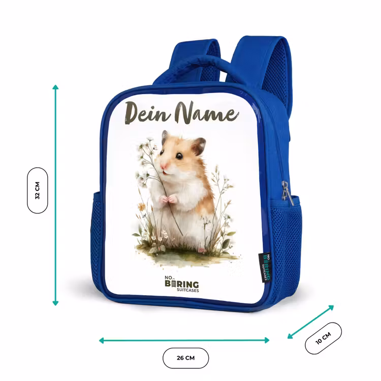 Dier - Natuur - Hamster Kinderrugzak - Blauw middel -productfoto_formaten