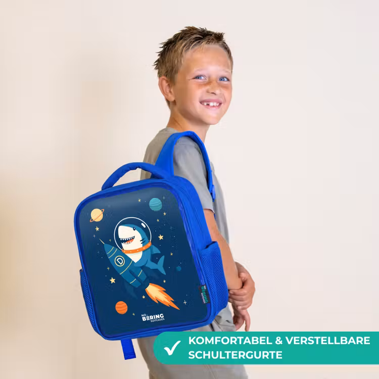 Dier - Ruimte - Planeet - Raket Kinderrugzak - Blauw middel -sfeer3_DE