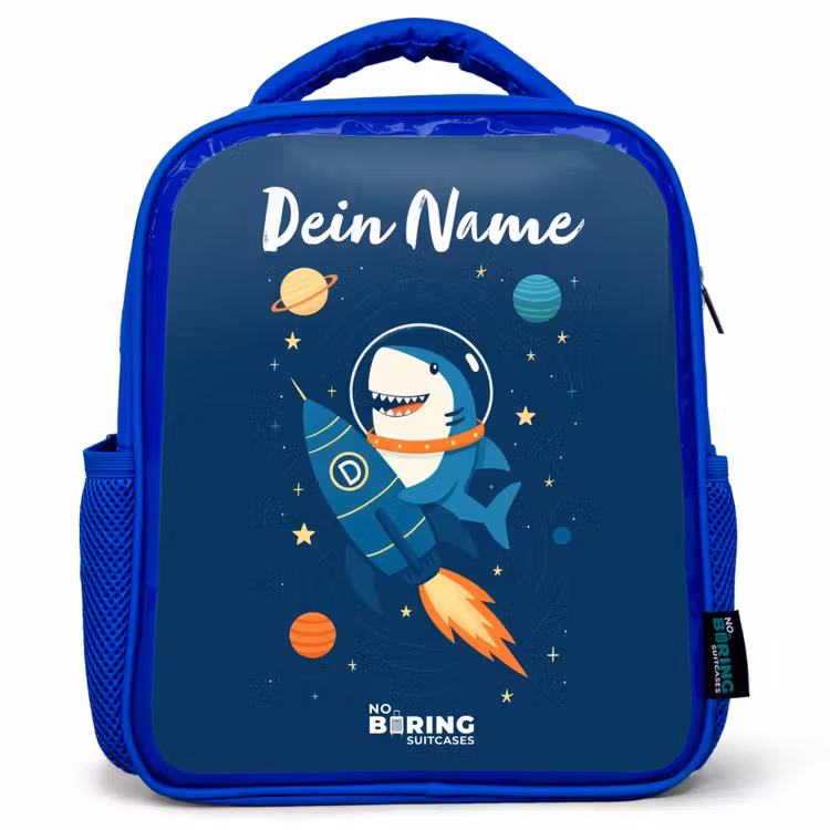 Dier - Ruimte - Planeet - Raket Kinderrugzak - Blauw middel -3d